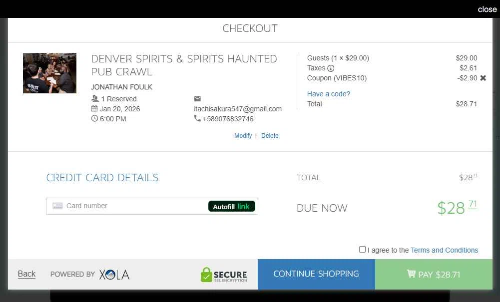 US Ghost Adventures checkout page showing US Ghost Adventures promo code box | Screenshot taken by SimplyCodes community member on Jan 17, 2026