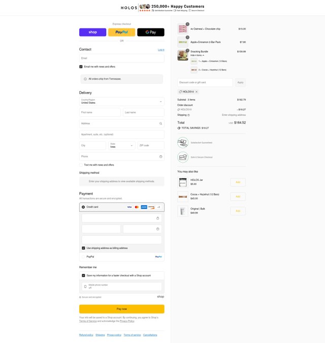 Holos checkout page showing Holos discount code box | Screenshot taken by SimplyCodes community member on Sep 1, 2025