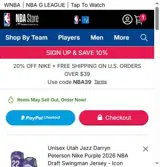 Utah Jazz coupon verification screenshot