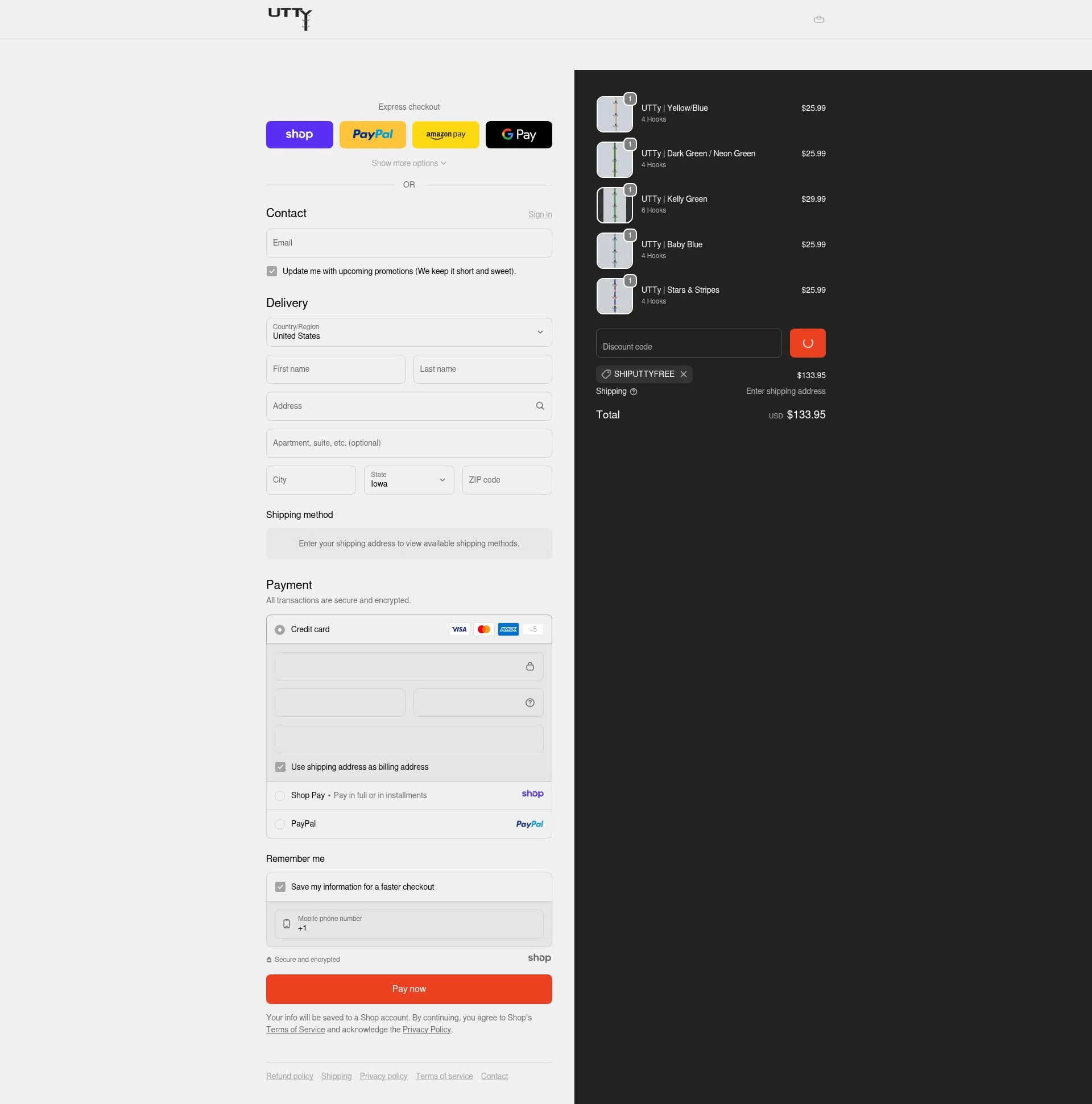 UTTy checkout page showing UTTy promo code box | Screenshot taken by SimplyCodes community member on Jan 3, 2026