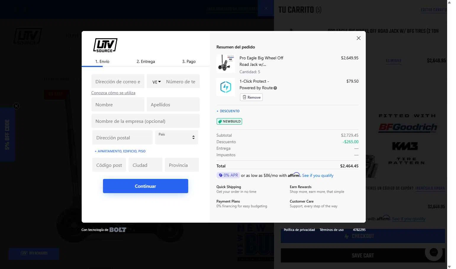 UTV Source checkout page showing UTV Source coupon code box | Screenshot taken by SimplyCodes community member on Dec 30, 2025