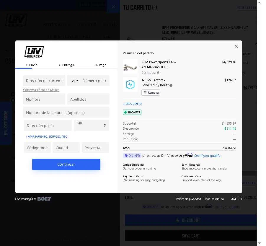 UTV Source checkout page showing UTV Source coupon code box | Screenshot taken by SimplyCodes community member on Nov 26, 2025