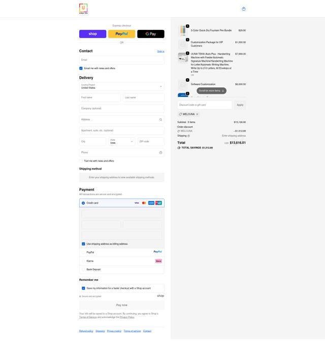 UUNA TEK checkout page showing UUNA TEK promo code box | Screenshot taken by SimplyCodes community member on Oct 1, 2025