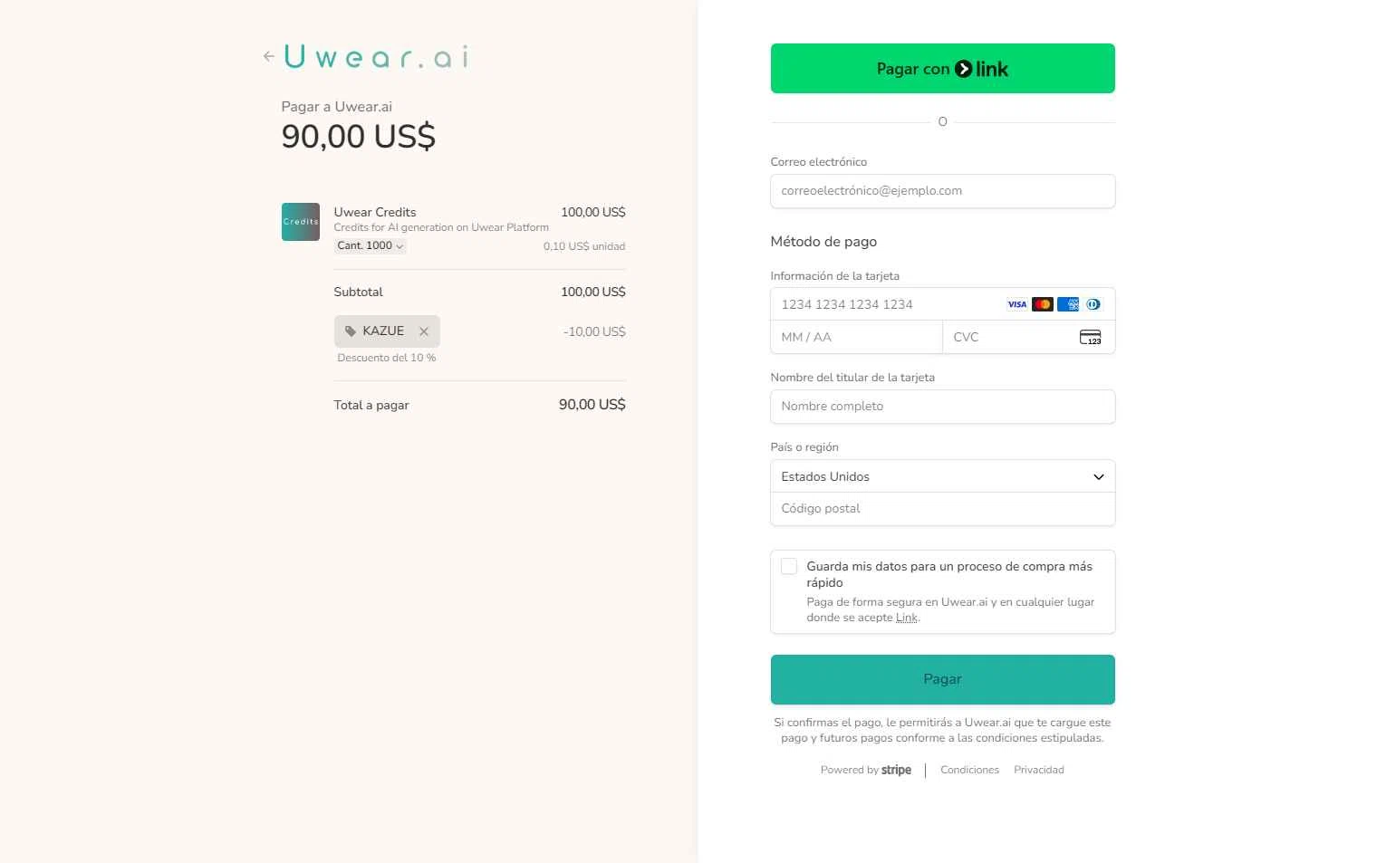 Uwear.ai checkout page showing Uwear.ai promo code box | Screenshot taken by SimplyCodes community member on Jan 7, 2026
