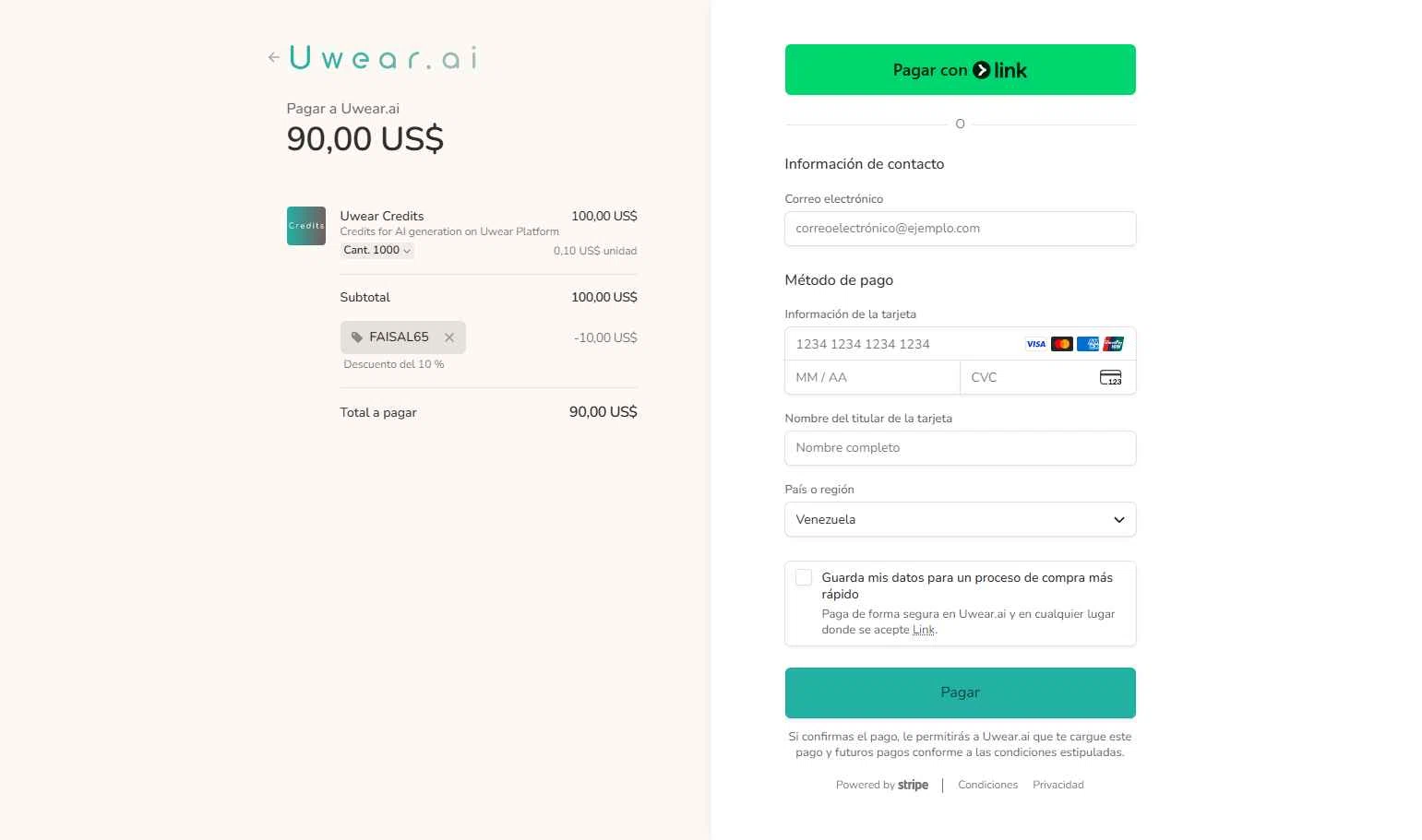Uwear.ai checkout page showing Uwear.ai promo code box | Screenshot taken by SimplyCodes community member on Feb 18, 2026