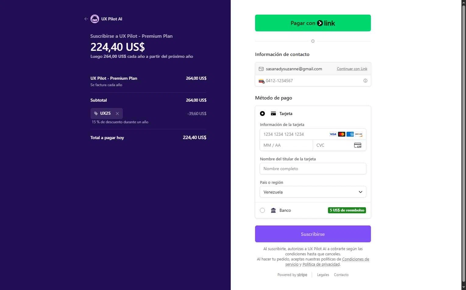 UX Pilot AI checkout page showing UX Pilot AI promo code box | Screenshot taken by SimplyCodes community member on Feb 4, 2026