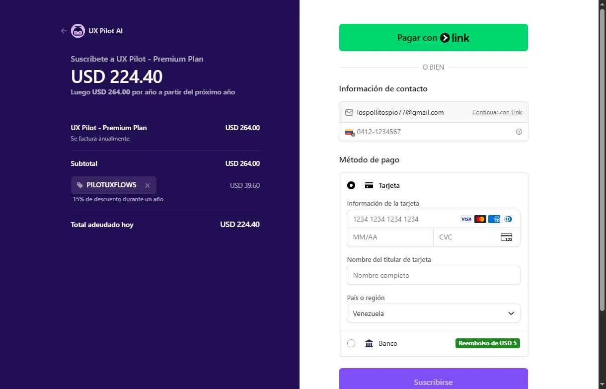 UX Pilot AI checkout page showing UX Pilot AI promo code box | Screenshot taken by SimplyCodes community member on Jan 9, 2026