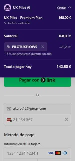 UX Pilot AI checkout page showing UX Pilot AI promo code box | Screenshot taken by SimplyCodes community member on Dec 5, 2025