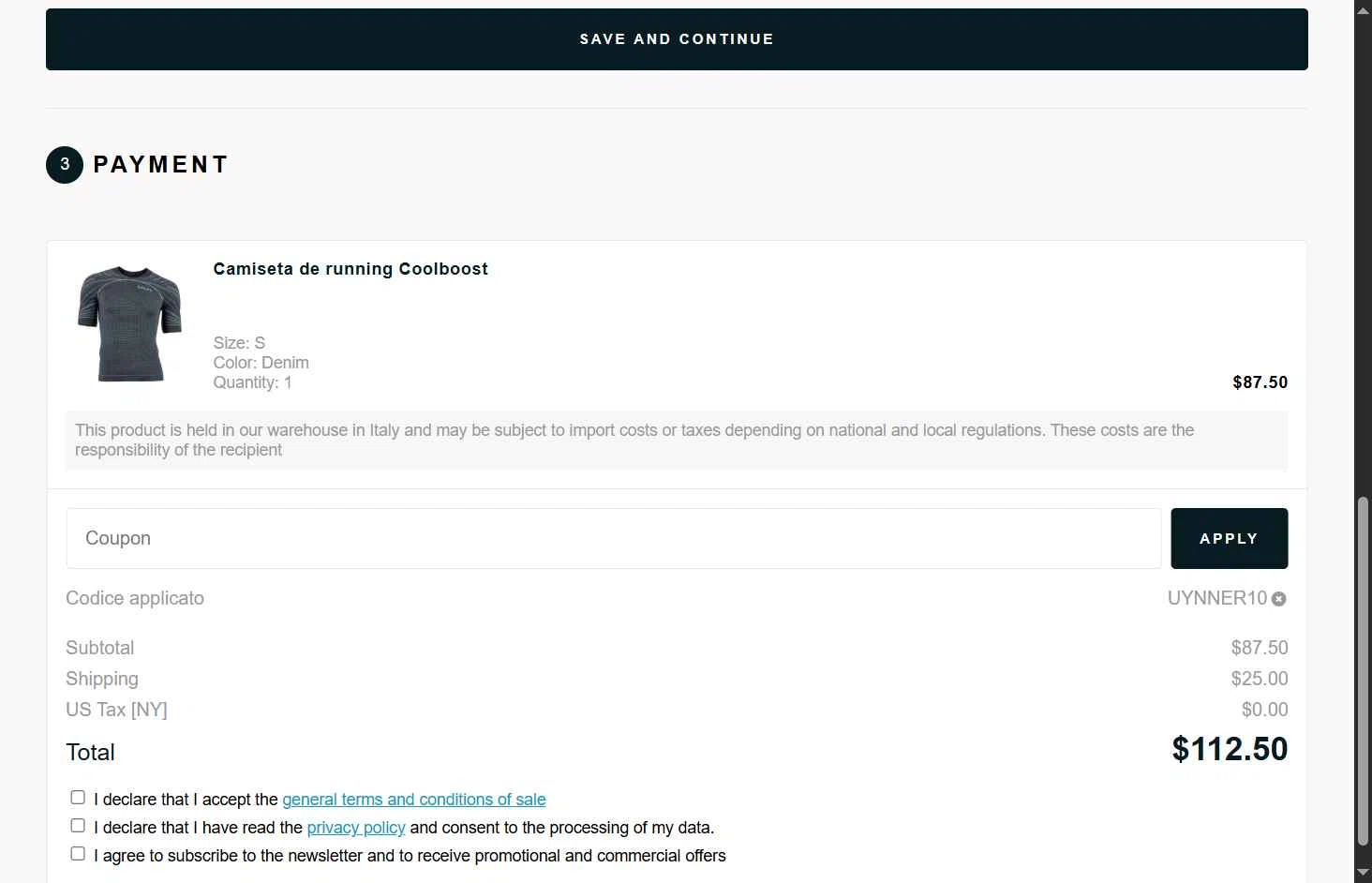 UYN checkout page showing UYN coupon code box | Screenshot taken by SimplyCodes community member on Jun 9, 2025