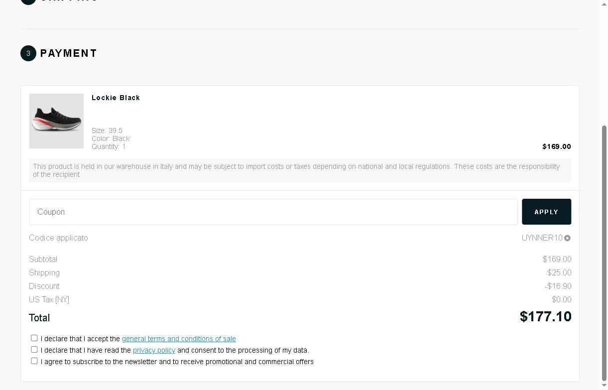 UYN checkout page showing UYN coupon code box | Screenshot taken by SimplyCodes community member on Jun 9, 2025