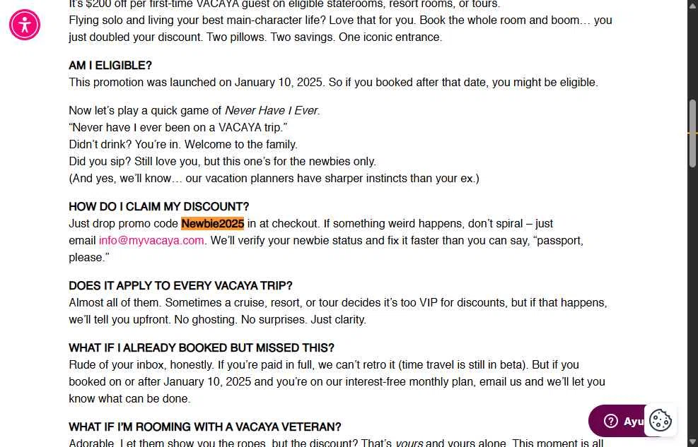 VACAYA checkout page showing VACAYA promo code box | Screenshot taken by SimplyCodes community member on Sep 3, 2025