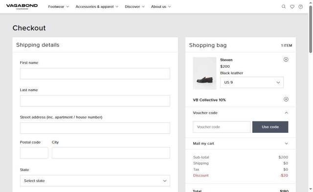 Vagabond checkout page showing Vagabond promo code box | Screenshot taken by SimplyCodes community member on Aug 25, 2025