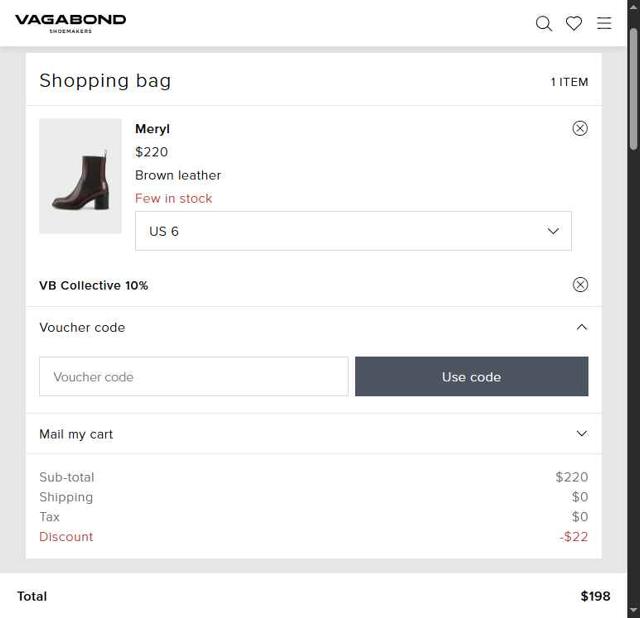Vagabond checkout page showing Vagabond promo code box | Screenshot taken by SimplyCodes community member on Aug 14, 2025