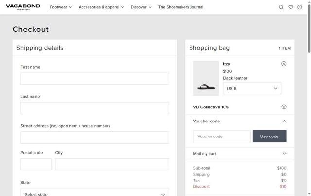 Vagabond checkout page showing Vagabond promo code box | Screenshot taken by SimplyCodes community member on Jul 14, 2025