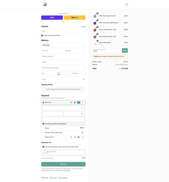 Vagabond Life checkout page showing Vagabond Life promo code box | Screenshot taken by SimplyCodes community member on Sep 13, 2025