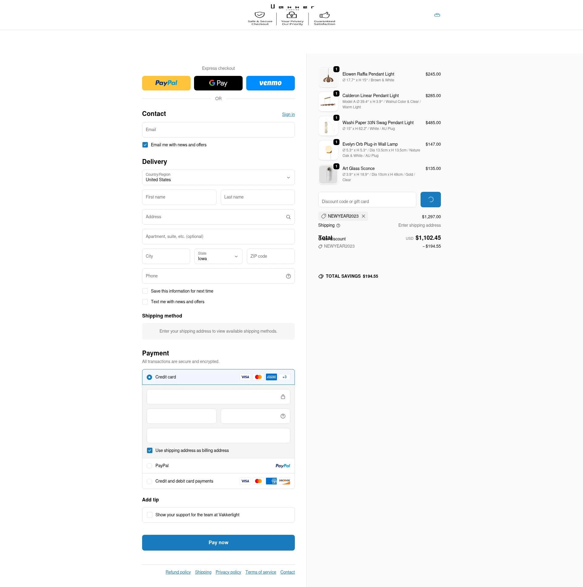 Vakker checkout page showing Vakker promo code box | Screenshot taken by SimplyCodes community member on Feb 7, 2026