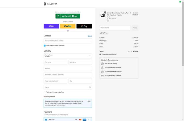 Valerion checkout page showing Valerion discount code box | Screenshot taken by SimplyCodes community member on Sep 11, 2025