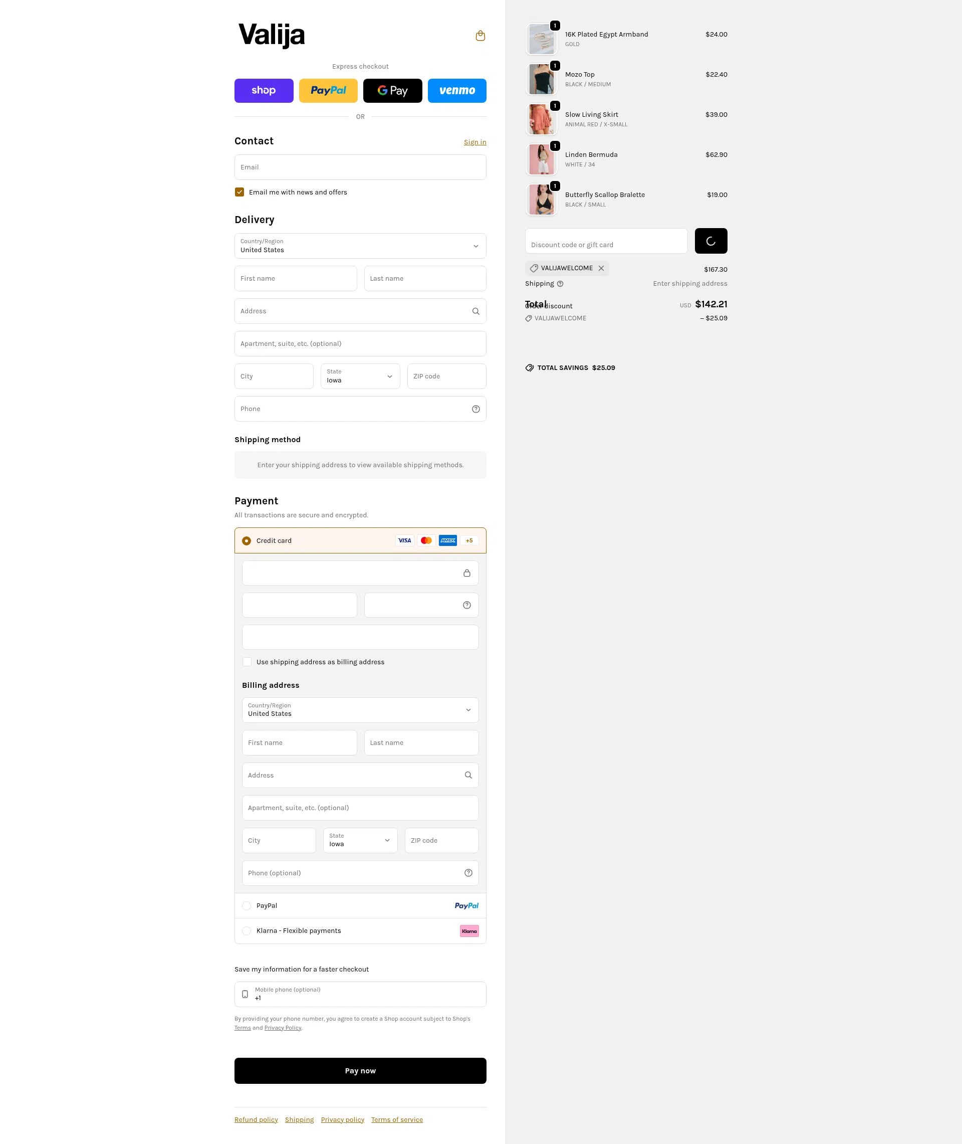 Valija checkout page showing Valija discount code box | Screenshot taken by SimplyCodes community member on Feb 2, 2026