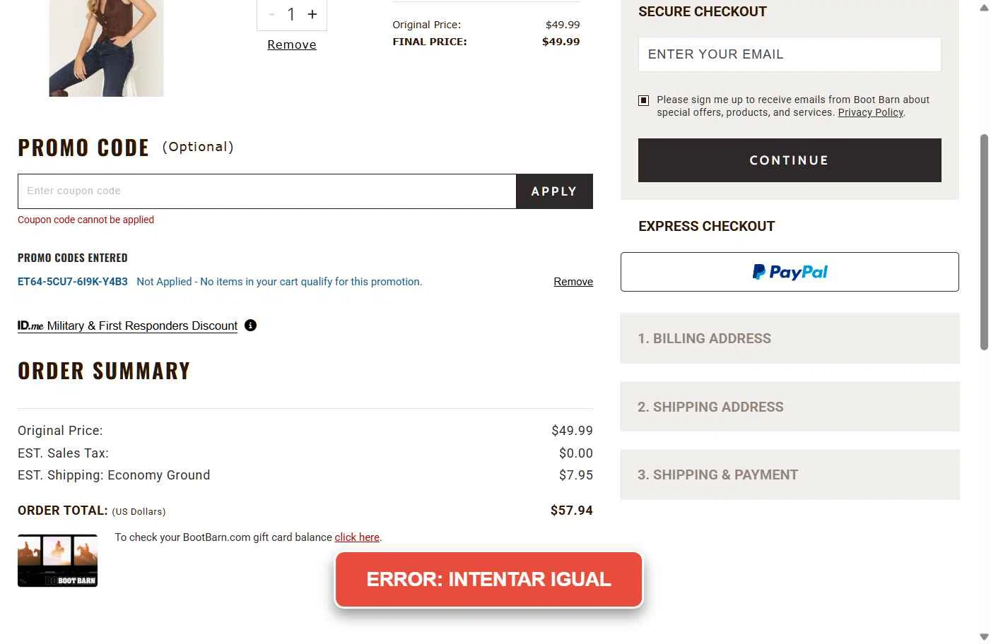 Valley Farms checkout page showing Valley Farms promo code box | Screenshot taken by SimplyCodes community member on Feb 2, 2026