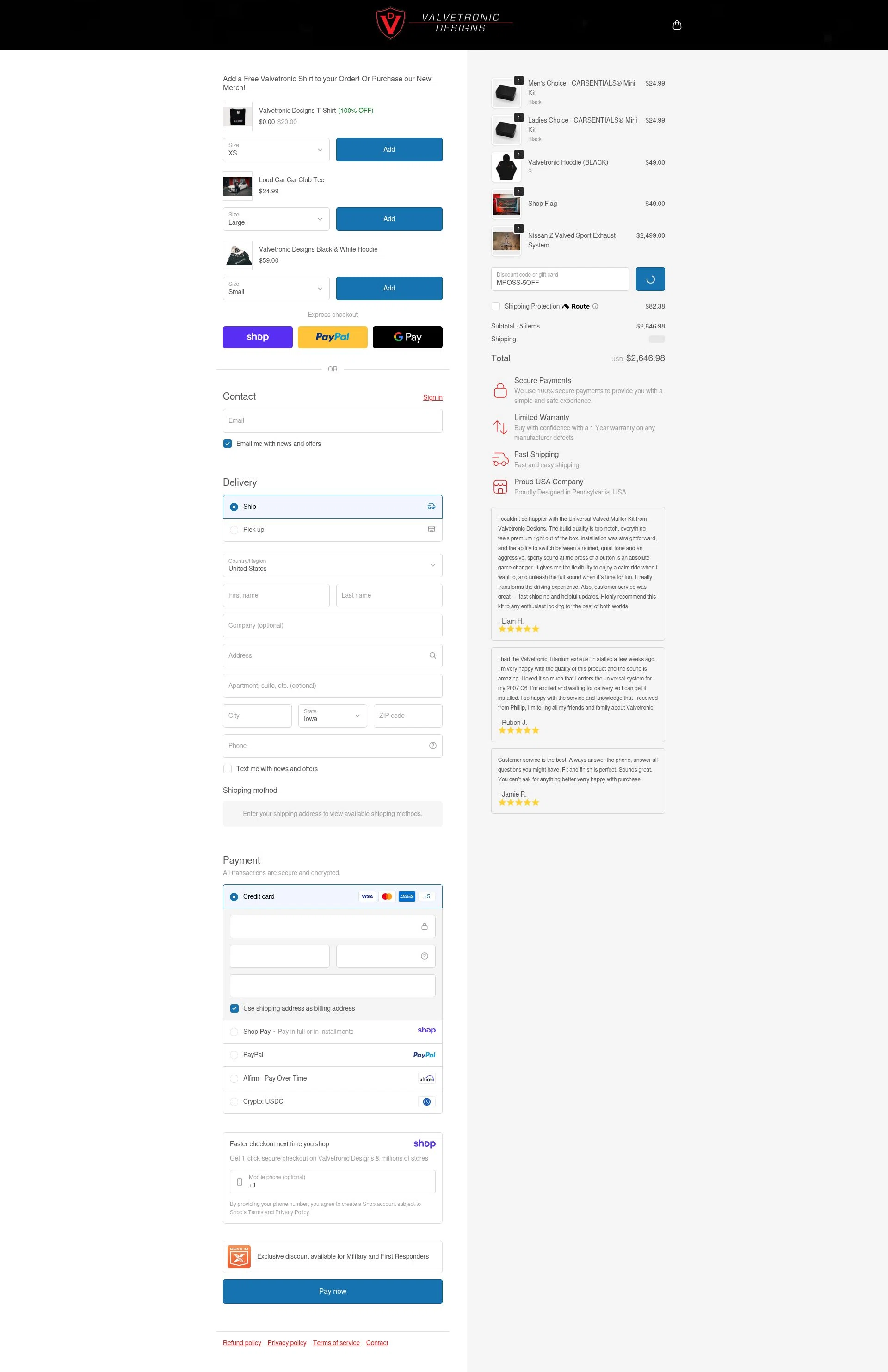 Valvetronic Designs checkout page showing Valvetronic Designs promo code box | Screenshot taken by SimplyCodes community member on Jan 18, 2026