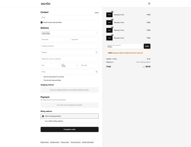 Valyou Furniture checkout page showing Valyou Furniture discount code box | Screenshot taken by SimplyCodes community member on Jun 22, 2025