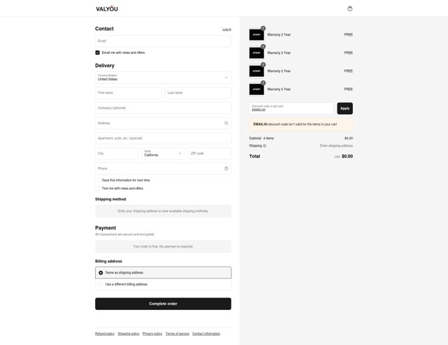 Valyou Furniture checkout page showing Valyou Furniture discount code box | Screenshot taken by SimplyCodes community member on Jun 18, 2025
