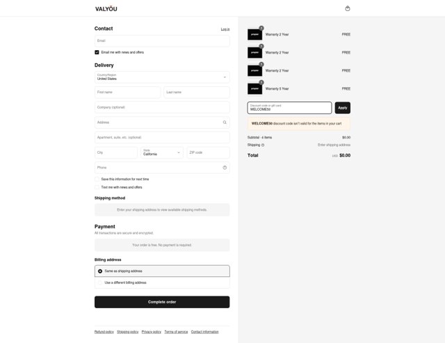 Valyou Furniture checkout page showing Valyou Furniture discount code box | Screenshot taken by SimplyCodes community member on Jun 18, 2025