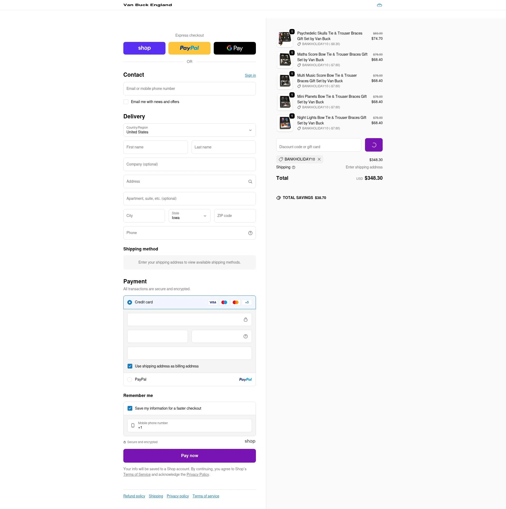 Van Buck England checkout page showing Van Buck England discount code box | Screenshot taken by SimplyCodes community member on Dec 26, 2025