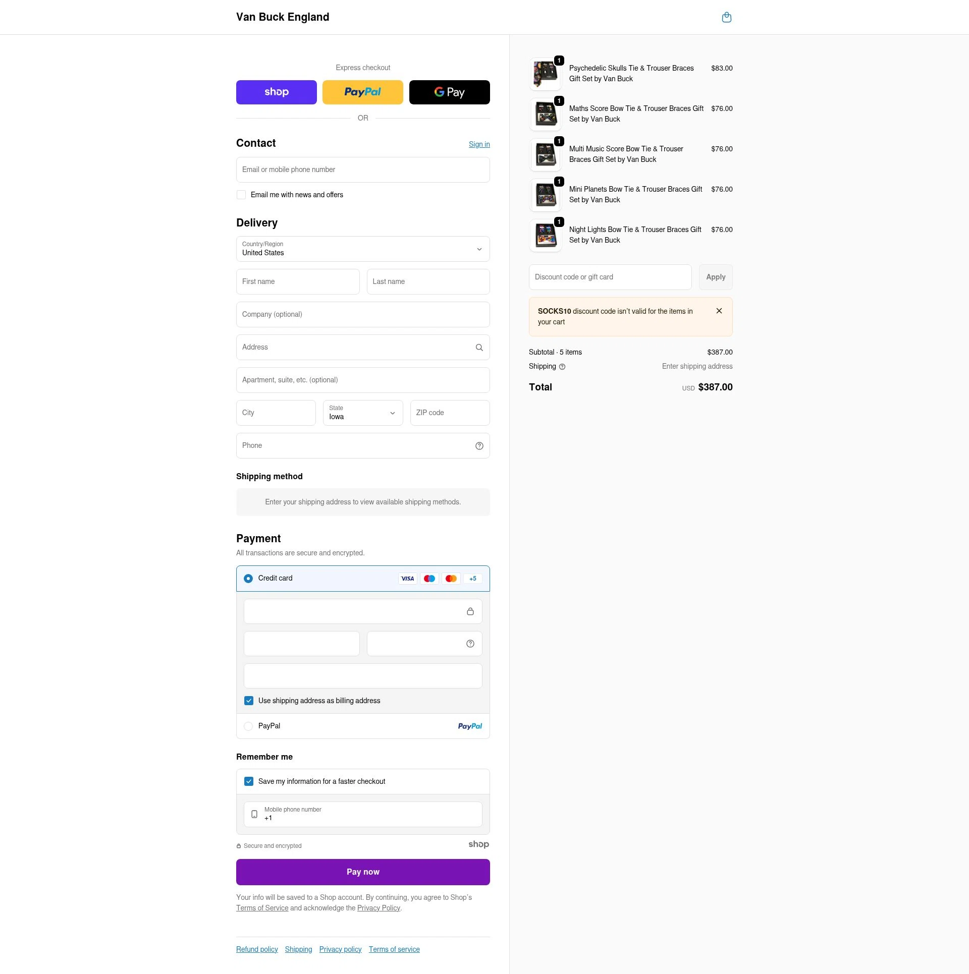 Van Buck England checkout page showing Van Buck England discount code box | Screenshot taken by SimplyCodes community member on Dec 26, 2025