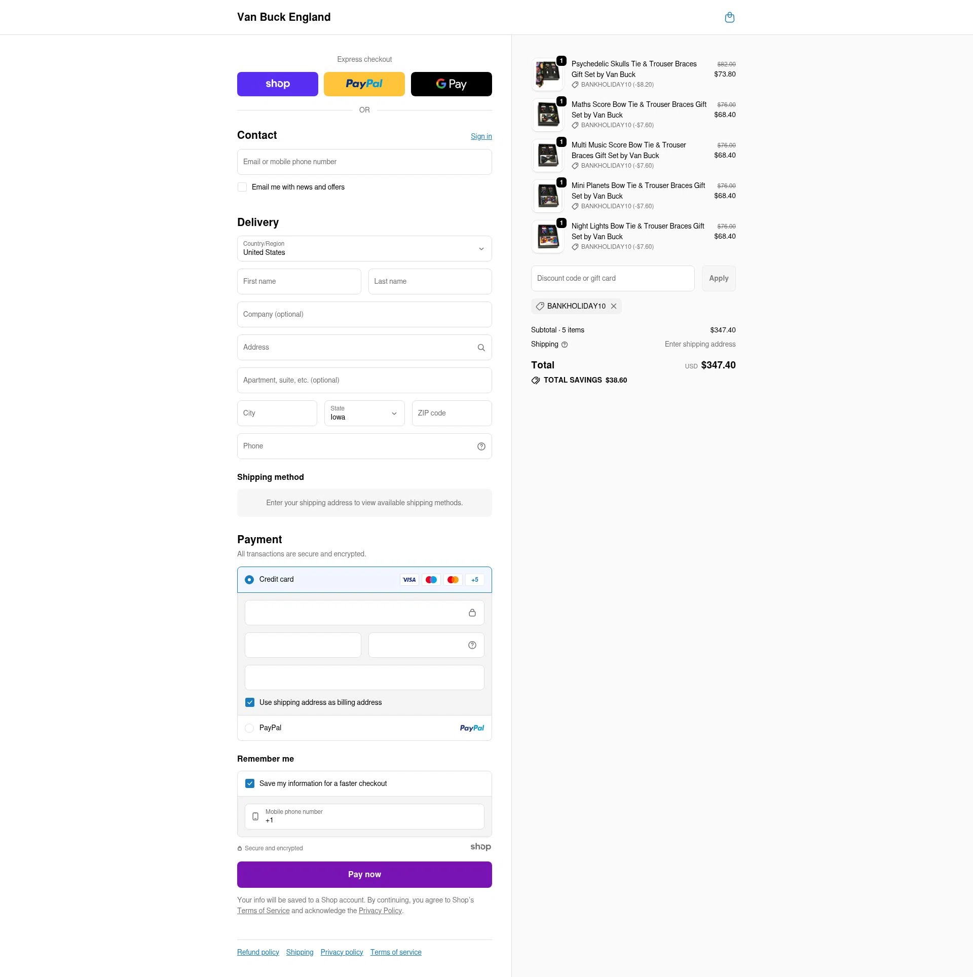 Van Buck England checkout page showing Van Buck England discount code box | Screenshot taken by SimplyCodes community member on Dec 13, 2025