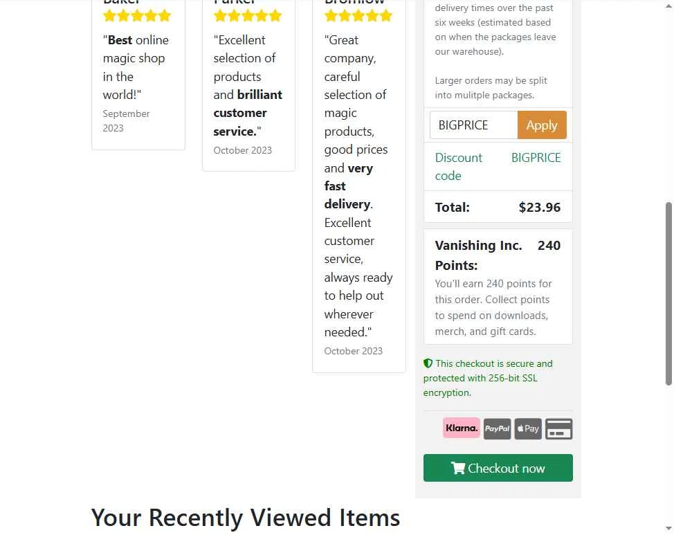 Vanishing Inc checkout page showing Vanishing Inc discount code box | Screenshot taken by SimplyCodes community member on Oct 28, 2025