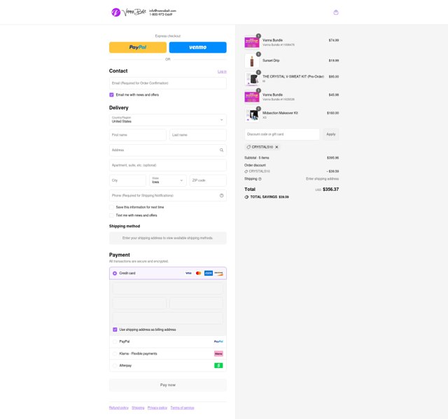 Vanna Belt checkout page showing Vanna Belt coupon code box | Screenshot taken by SimplyCodes community member on Sep 4, 2025
