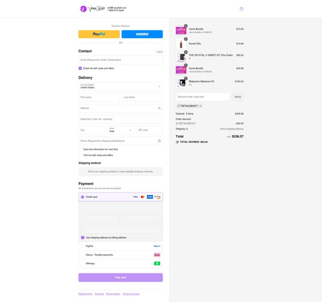 Vanna Belt checkout page showing Vanna Belt coupon code box | Screenshot taken by SimplyCodes community member on Sep 4, 2025