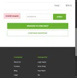 Vape Ecigs coupon verification screenshot