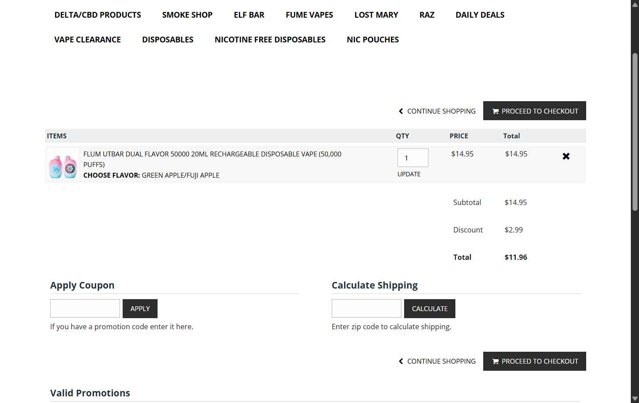 VapeMarkDown checkout page showing VapeMarkDown coupon code box | Screenshot taken by SimplyCodes community member on May 24, 2025