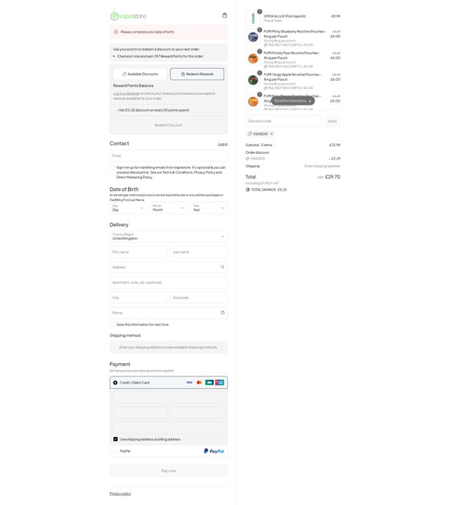 VapeStore checkout page showing VapeStore promo code box | Screenshot taken by SimplyCodes community member on Jul 30, 2025