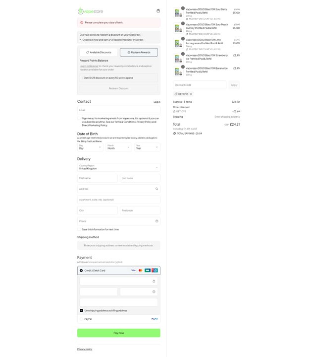 VapeStore checkout page showing VapeStore promo code box | Screenshot taken by SimplyCodes community member on Sep 3, 2025
