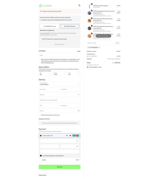 VapeStore checkout page showing VapeStore promo code box | Screenshot taken by SimplyCodes community member on Aug 20, 2025