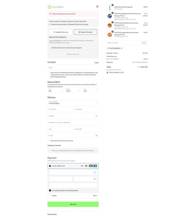 VapeStore checkout page showing VapeStore promo code box | Screenshot taken by SimplyCodes community member on Aug 28, 2025