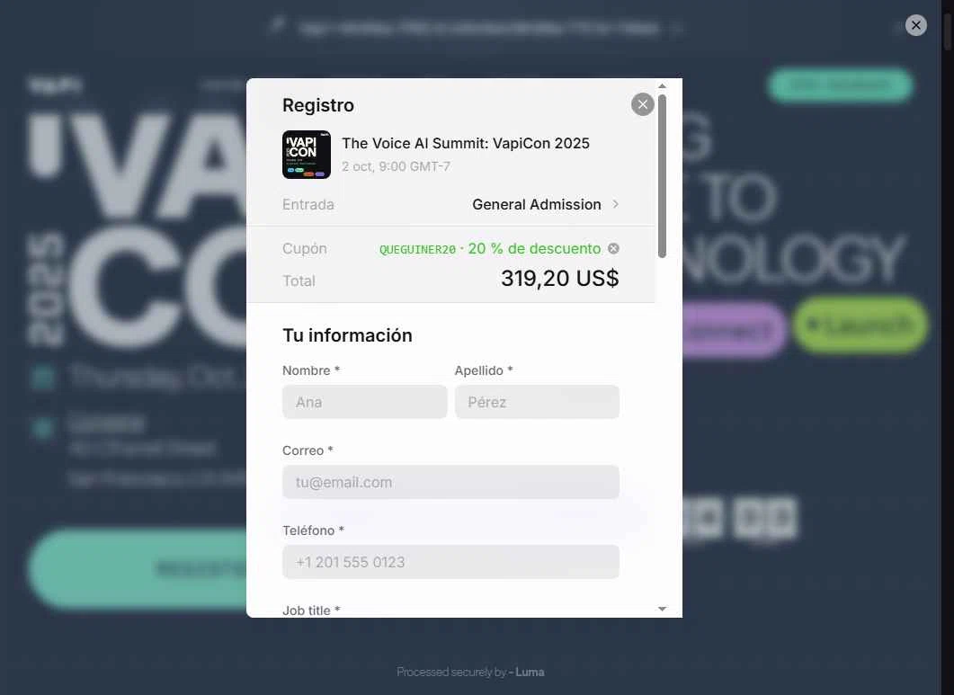 Vapi checkout page showing Vapi promo code box | Screenshot taken by SimplyCodes community member on Sep 17, 2025