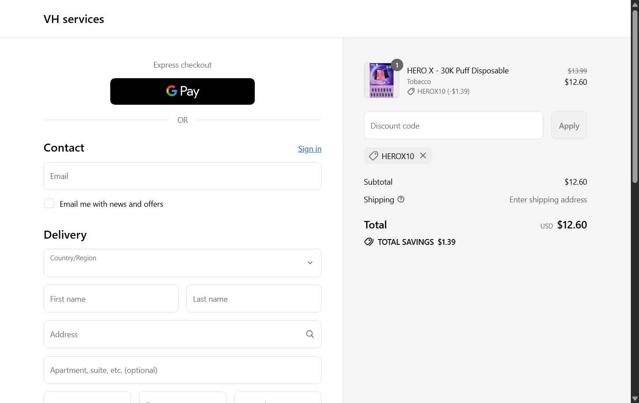 Vapor Hatch checkout page showing Vapor Hatch discount code box | Screenshot taken by SimplyCodes community member on Sep 9, 2025