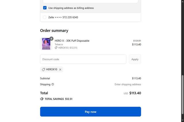 Vapor Hatch checkout page showing Vapor Hatch discount code box | Screenshot taken by SimplyCodes community member on Sep 3, 2025