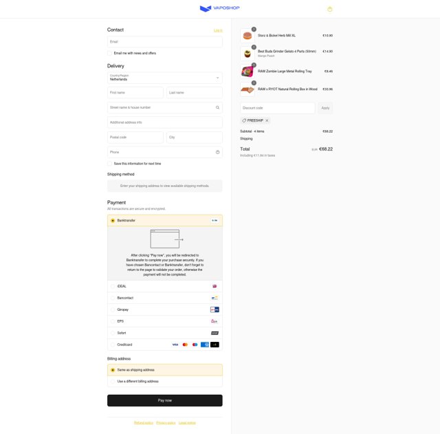 VapoShop checkout page showing VapoShop promo code box | Screenshot taken by SimplyCodes community member on Aug 23, 2025