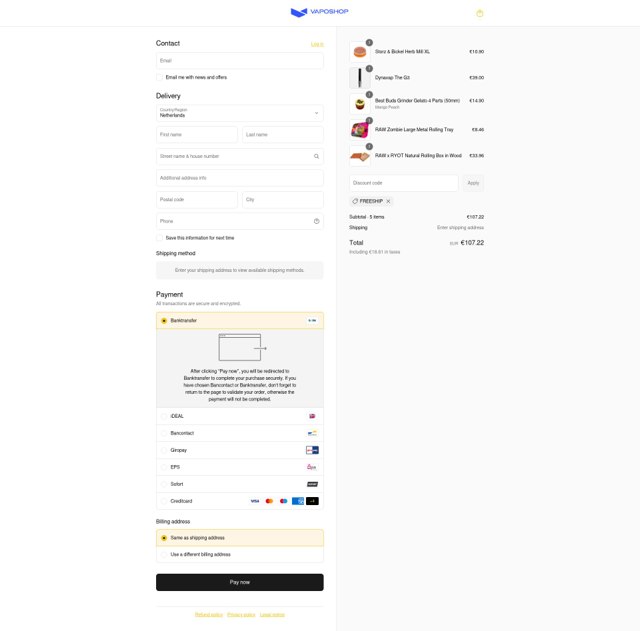 VapoShop checkout page showing VapoShop promo code box | Screenshot taken by SimplyCodes community member on Aug 9, 2025