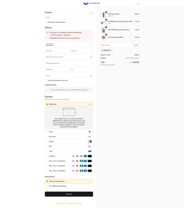 VapoShop checkout page showing VapoShop promo code box | Screenshot taken by SimplyCodes community member on Sep 4, 2025