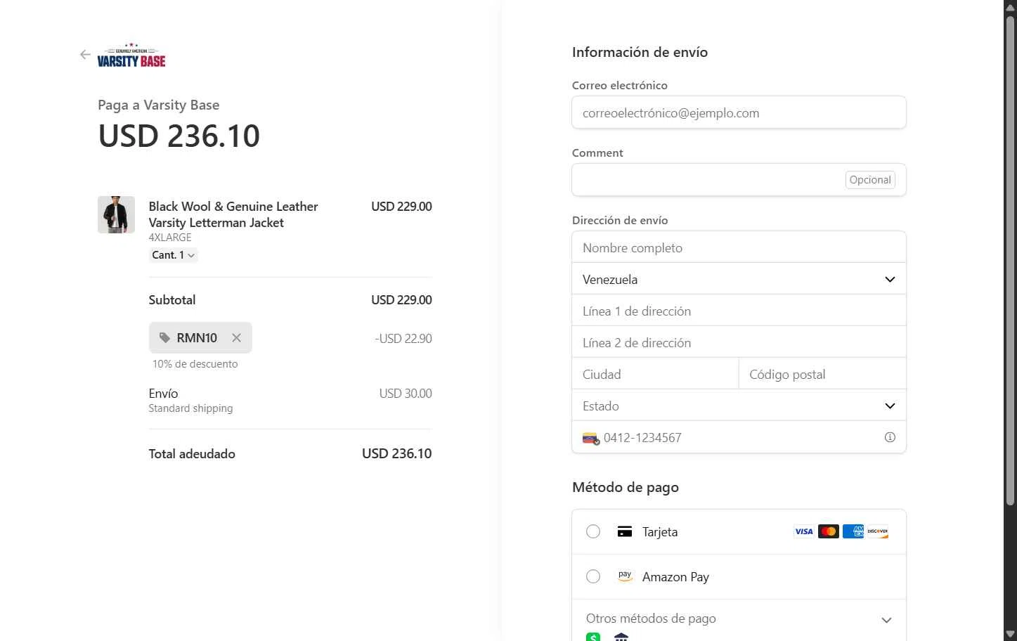 Varsity Base checkout page showing Varsity Base promo code box | Screenshot taken by SimplyCodes community member on Nov 17, 2025