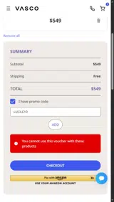 Vasco Translator coupon verification screenshot