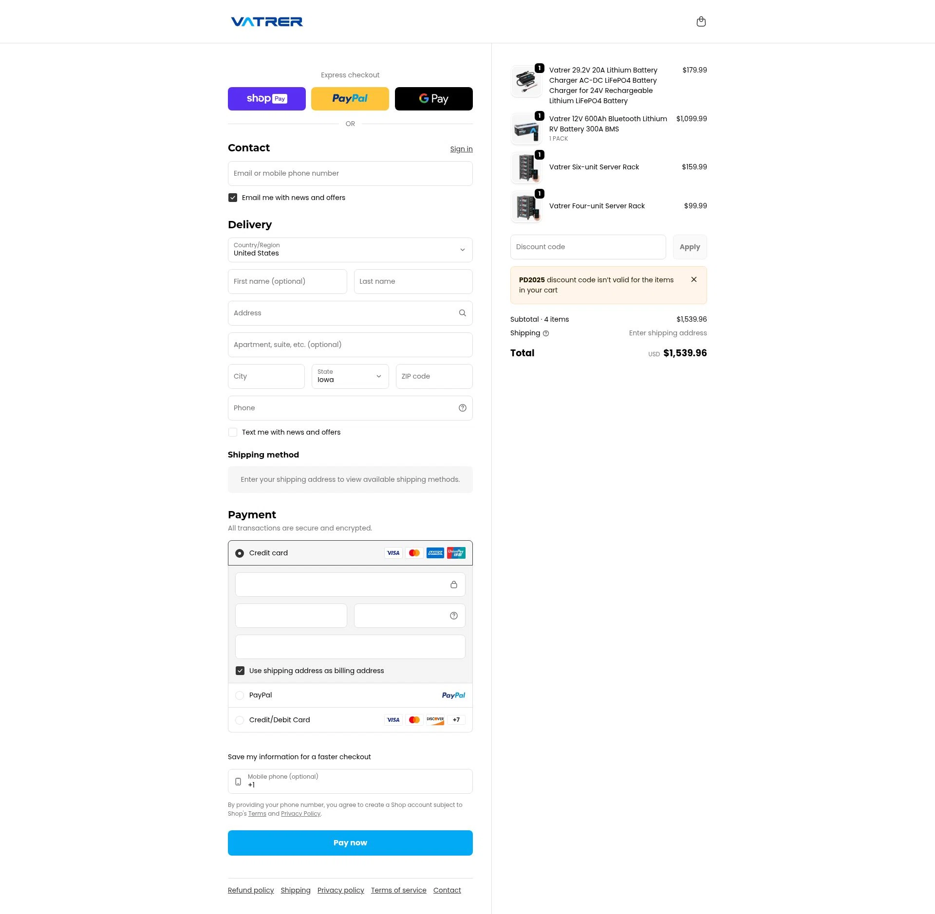 Vatrer checkout page showing Vatrer discount code box | Screenshot taken by SimplyCodes community member on Jan 10, 2026