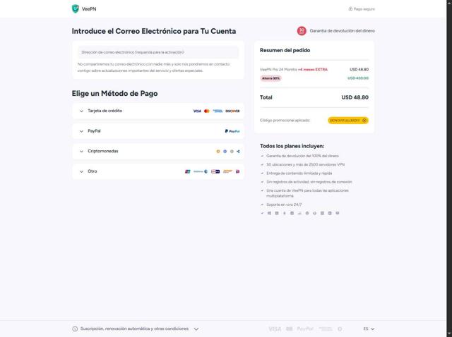 VeePN checkout page showing VeePN promo code box | Screenshot taken by SimplyCodes community member on Sep 1, 2025