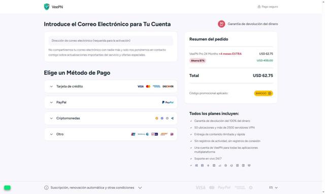 VeePN checkout page showing VeePN promo code box | Screenshot taken by SimplyCodes community member on Aug 26, 2025